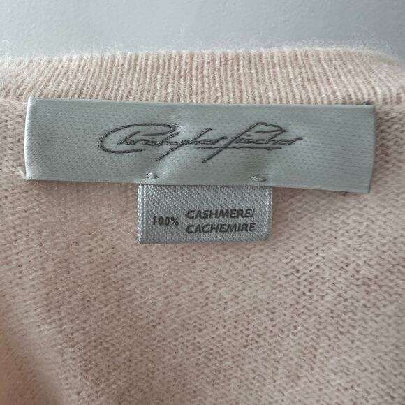 Christopher Fischer Pink Long Sleeve 100% Cashmere Lace Up V-Neck Sweater Size S - Picture 7 of 7